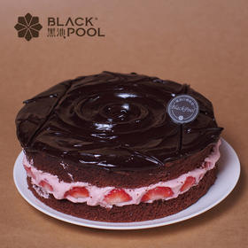 黑池烘焙熔岩草莓巧克力 欧式水果生日蛋糕深圳同城免费速递配送