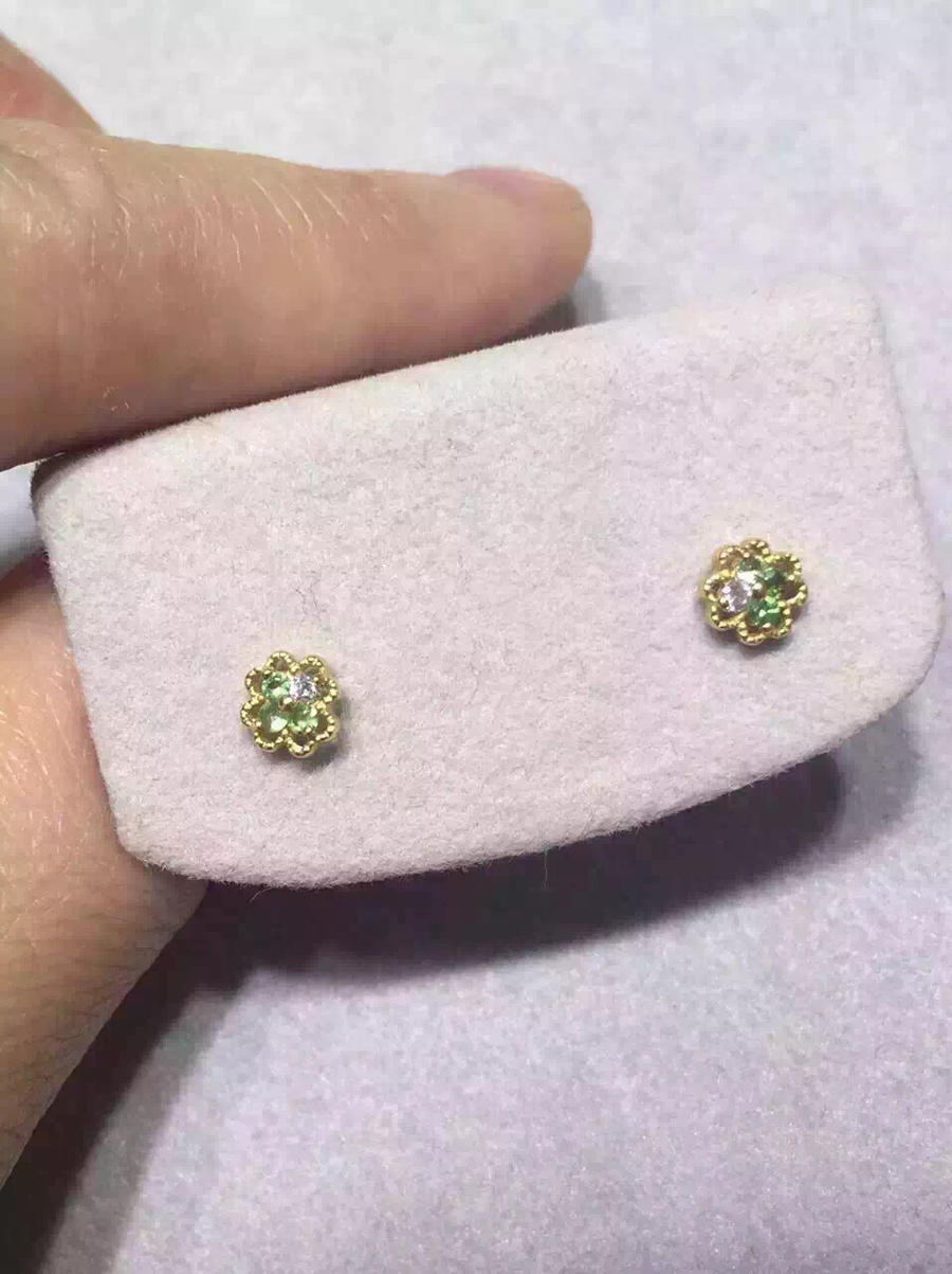 18k黄金沙弗莱钻石耳钉