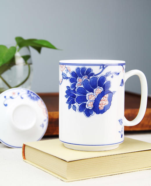 景德镇陶瓷 国瓷红叶 手绘直口漏斗单杯 商品图2