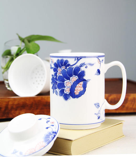 景德镇陶瓷 国瓷红叶 手绘直口漏斗单杯 商品图1