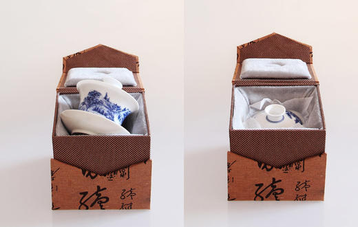 景德镇 陶瓷 国瓷红叶 釉下手绘茶具山水盖碗 商品图2