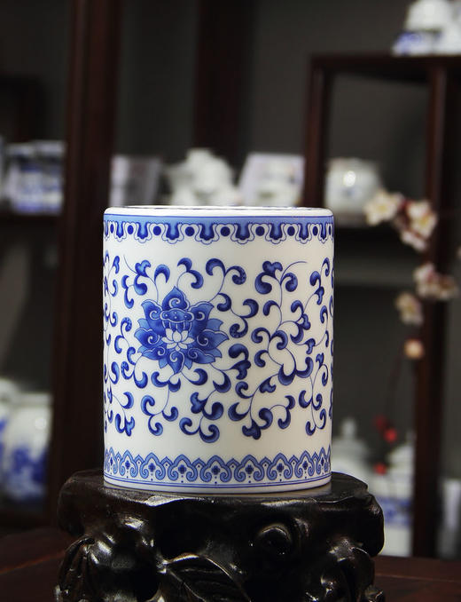 景德镇 陶瓷 国瓷红叶 4头文具青花满莲 商品图2