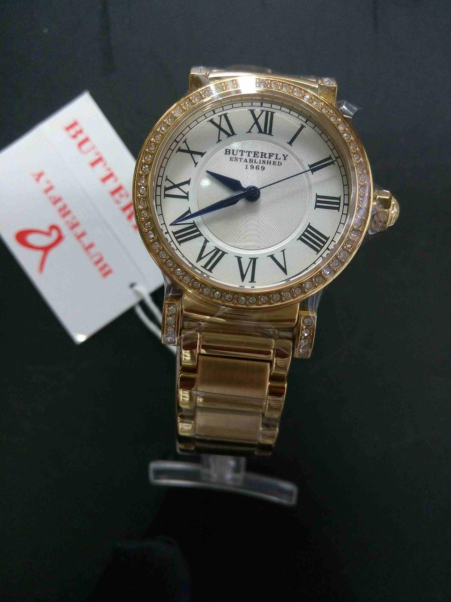 正品butterfly蝴蝶手表女装韩版简约时尚镶钻潮流防水石英表