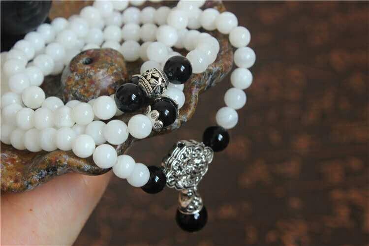 350821纯天然海南白砗磲108颗两用佛珠手串项链 如意款(0.