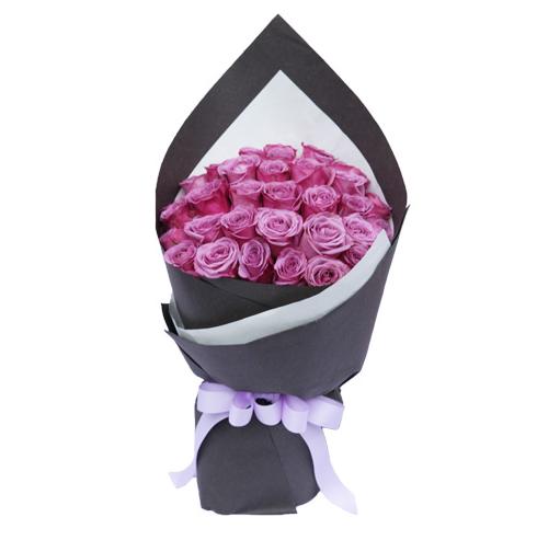 醇美绽放-33支紫玫瑰-全国鲜花速递同城鲜花店配送生日花北京上海杭州广州深圳订花送花 商品图1