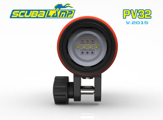 Scubalamp PV32 美国CREE LED 4*白光 3*红光 3*UV紫光 2700流明 专业潜水 高性价比潜水摄影灯 商品图0