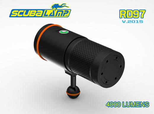 SCUBALAMP RD97 强光潜水手电筒 4个CREE LED 4000流明 专配电池包 7*18650 USB充电 21000毫安 高亮 6小时 超长工作时间 100米潜水  商品图2