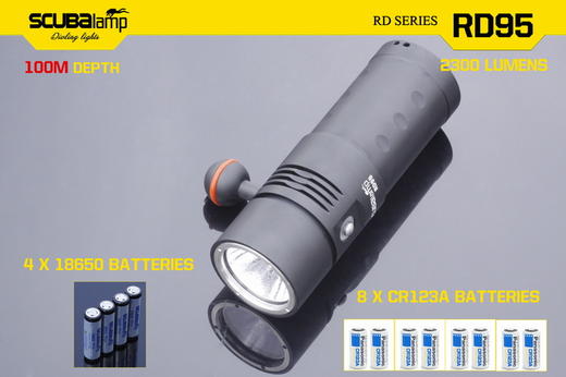 Scubalamp RD95 100米 强光潜水手电 CREE MT-G2 LED 高亮2300流明  商品图2