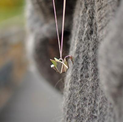 qweqwe｜Origami－白金折纸天鹅 项链（大号）［法国设计师］ 商品图0