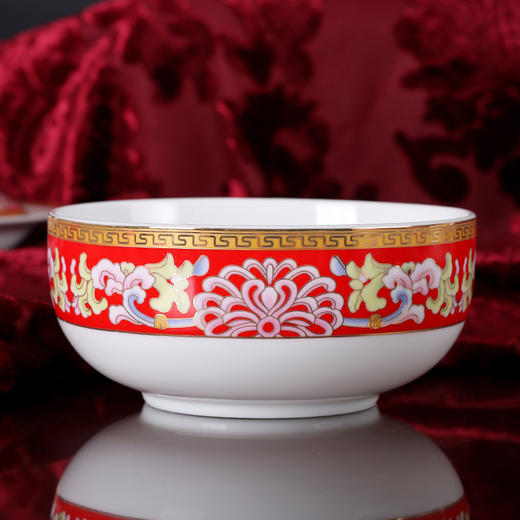 【婚庆瓷】景德镇陶瓷 国瓷红叶 幸福美满中餐具 商品图2