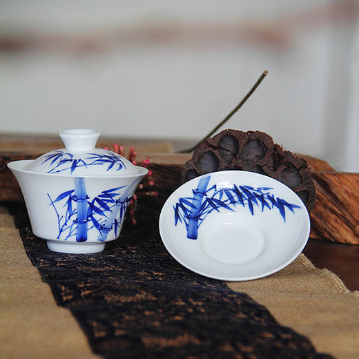 景德镇陶瓷 国瓷红叶 写意大盖碗竹子 商品图2