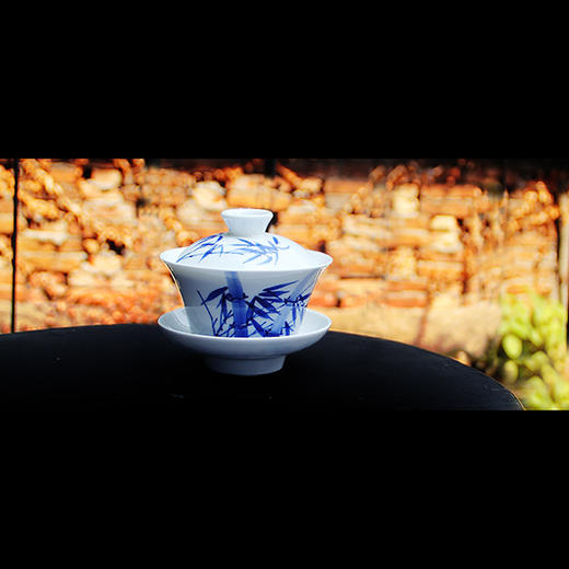 景德镇陶瓷 国瓷红叶 写意大盖碗竹子 商品图1