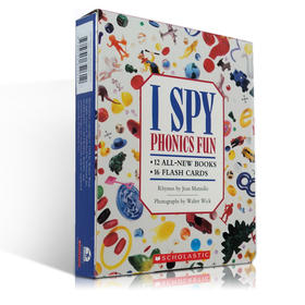 英文绘本I Spy Phonics Fun Boxed Set 12册书自然拼读16闪卡赠送音频