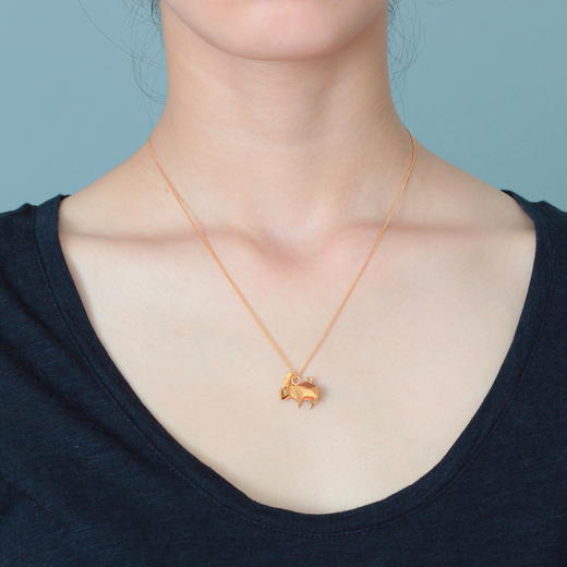 北京仓｜Origami-Rabbit-折纸兔子 项链（小号）金色［法国设计师］ 商品图1