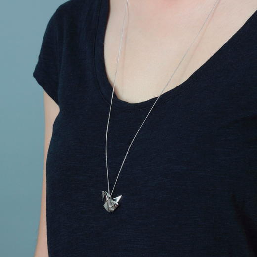 qweqwe｜Origami－白金折纸天鹅 项链（大号）［法国设计师］ 商品图3