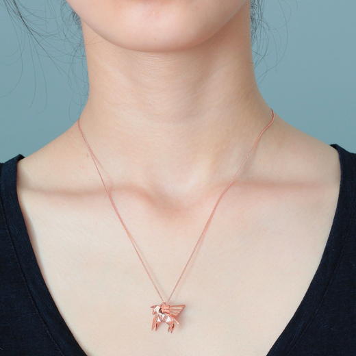 现货 Origami－玫瑰金色折纸天马（小号） 项链 ［法国设计师］ 商品图2