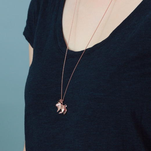 北京仓｜ORIGAMI-Rabbit-折纸兔子 项链（毛衣链 ）玫瑰金色［法国设计师］ 商品图4