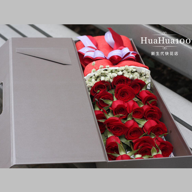 最是人间天使丨19朵红玫瑰长条花盒