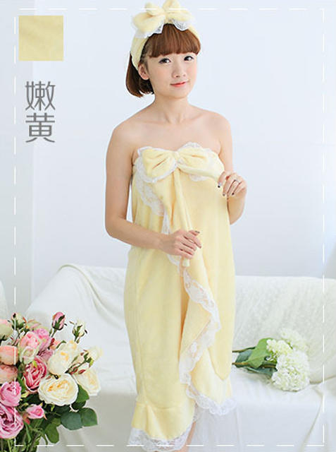 法兰绒柔软蕾丝边女士浴裙浴袍 商品图0