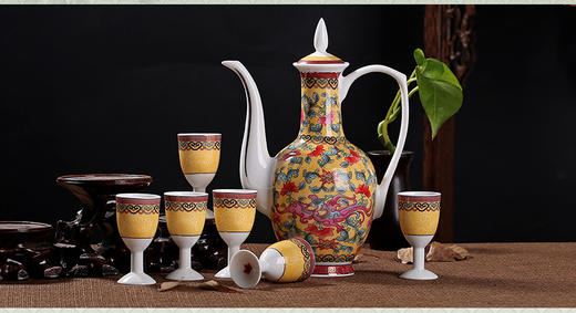 景德镇 陶瓷 国瓷红叶 11头丹凤朝阳酒具 商品图6