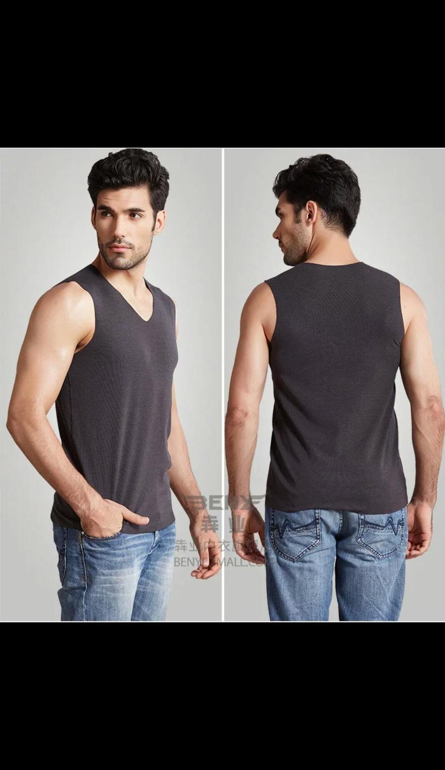 犇业无痕男士砍袖背心秋冬新款修身男短袖打底贴身保暖背心e064