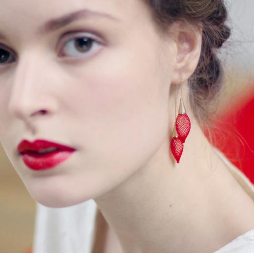 北京仓｜Vlum-Epineuse-Double Framboise 树莓红 耳线［法国设计师］ 商品图3