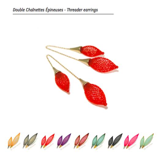 北京仓｜Vlum-Epineuse-Double Framboise 树莓红 耳线［法国设计师］ 商品图2