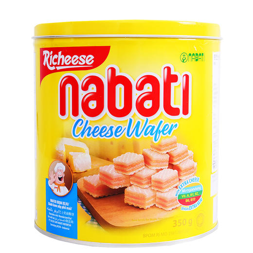 印尼进口丽芝士纳宝帝威化饼干350g/罐 保质期17年10月nabati休闲办公零食 商品图1