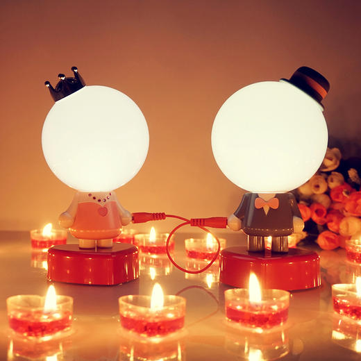 【为思礼 一度创意】千里姻缘一线牵 情侣灯 小夜灯床头led台灯 结婚