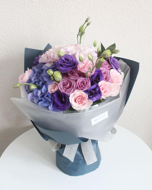紫色年华-绣球桔梗花粉玫瑰混搭花束-全国鲜花速递同城鲜花店配送生日花北京上海杭州广州深圳订花送花 商品图1