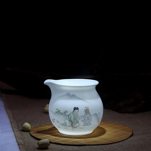 景德镇陶瓷 国瓷红叶 8头手工清新系列茶具高士对弈（冰月高硅玉瓷） 商品图6