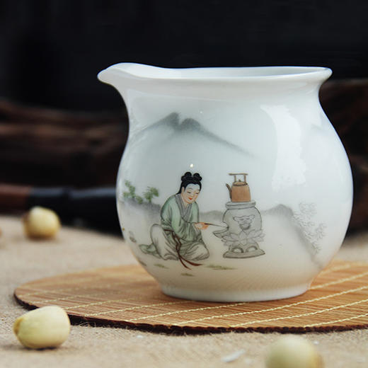 景德镇陶瓷 国瓷红叶 8头手工清新系列茶具高士对弈（冰月高硅玉瓷） 商品图4