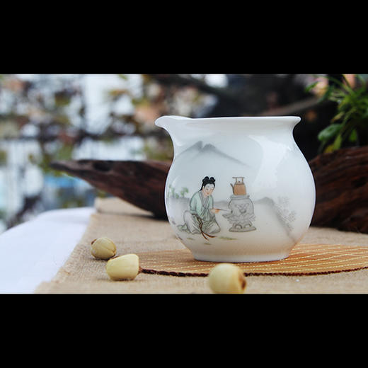 景德镇陶瓷 国瓷红叶 8头手工清新系列茶具高士对弈（冰月高硅玉瓷） 商品图5