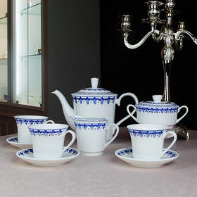 景德镇陶瓷 国瓷红叶 15头三叶草咖啡具