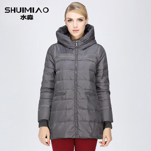 水淼新款秋冬外套大码女装胖mm显瘦羽绒服中长款加厚s14dq4058