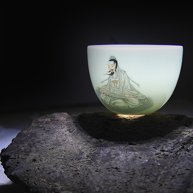 景德镇陶瓷 国瓷红叶 5头琴棋书画茶具（冰月高硅玉瓷）