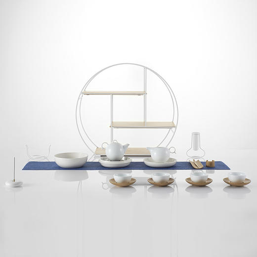 哲品 人月圆陶瓷功夫茶茶具套装 干泡台家用建水茶道配件整套 商品图0