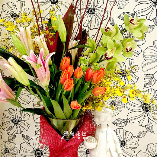 富贵荣华瓶花 16新年年宵花 绿岛花艺