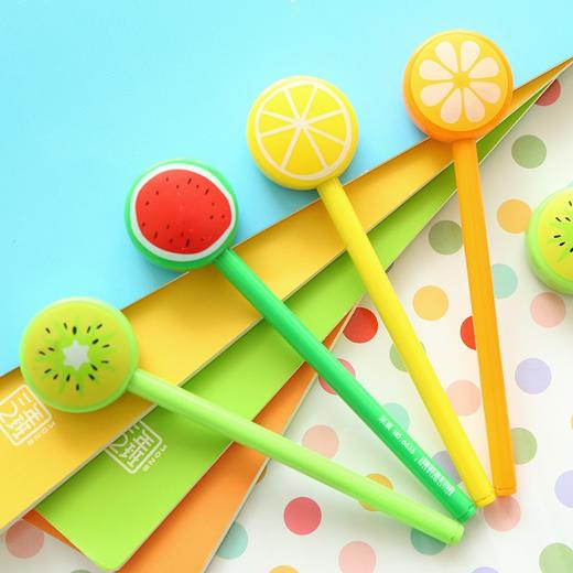 三年二班●韩国文具 可爱水果棒棒糖中性笔创意针管水笔黑色0.5mm