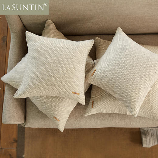 剑桥英伦羊毛粗花呢办公室沙发靠垫套腰垫米白色不含芯包邮