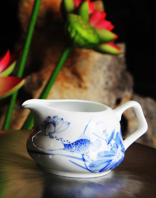 景德镇陶瓷 国瓷红叶 8头手绘青花茶具莲贵图 商品图10