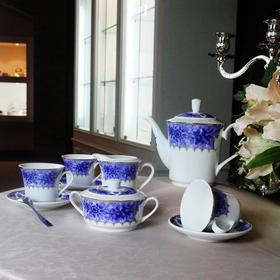 15头咖啡具--蓝玫瑰