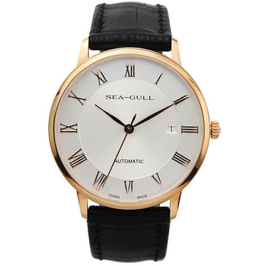 海鸥18k金简约三针单历机械腕表618501