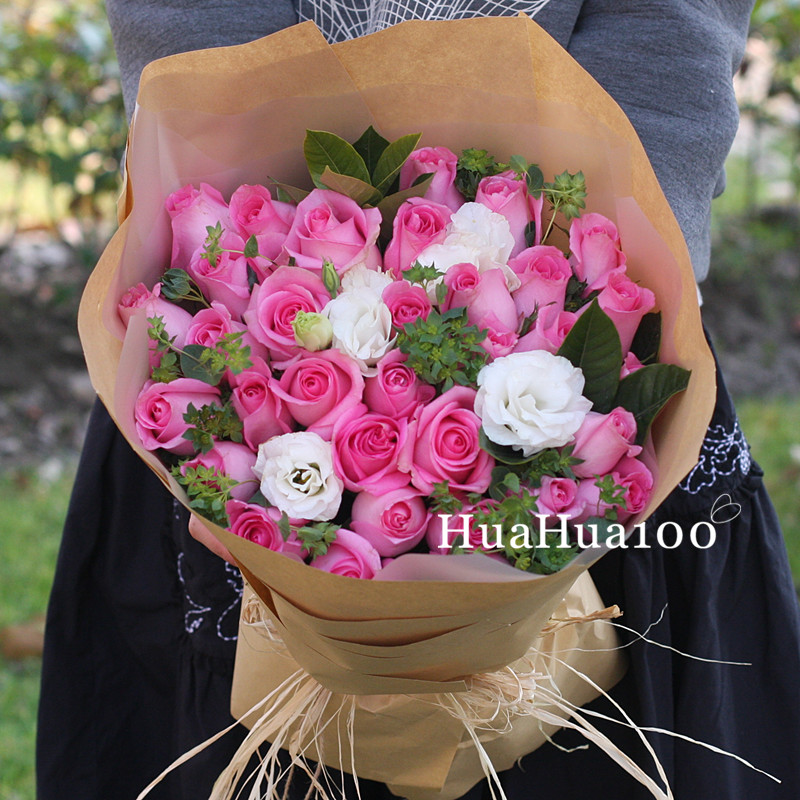 暖暖的爱恋丨33朵/52朵粉玫瑰花束