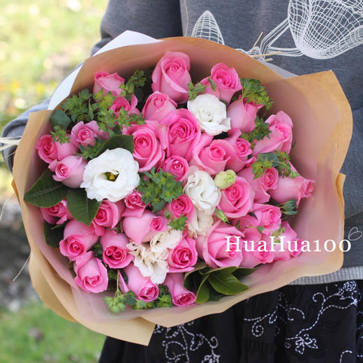 暖暖的爱恋丨33朵/52朵粉玫瑰花束 商品图1