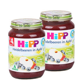 德国喜宝有机蓝莓苹果泥(4个月以上)190g/罐*2 Hipp【有间保税进口】
