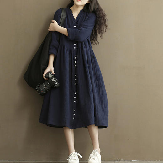 【寒冰紫雨】 春款森林文艺复古长款蝙蝠袖长袖孕妇装连衣裙 大码女装