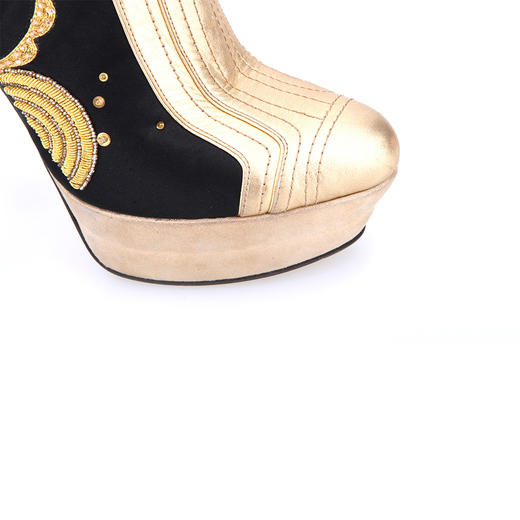 【中法建交五十周年国礼】sheme《海水江崖》收藏款经典黑金珠片刺绣高跟短靴 商品图3