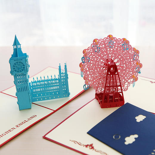 三年二班3d立体diy折叠贺卡韩国创意浪漫礼物万用贺卡附信封