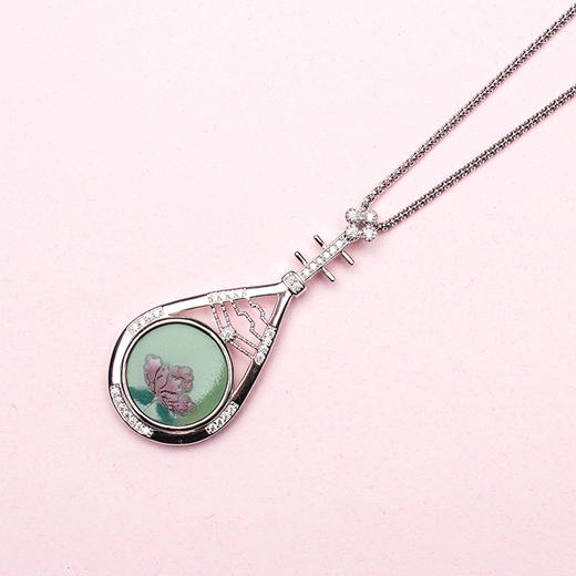 玉泉、水月 陶瓷手工项链 925纯银镀白金锁骨链 毛衣链 送老婆女友礼物 商品图1